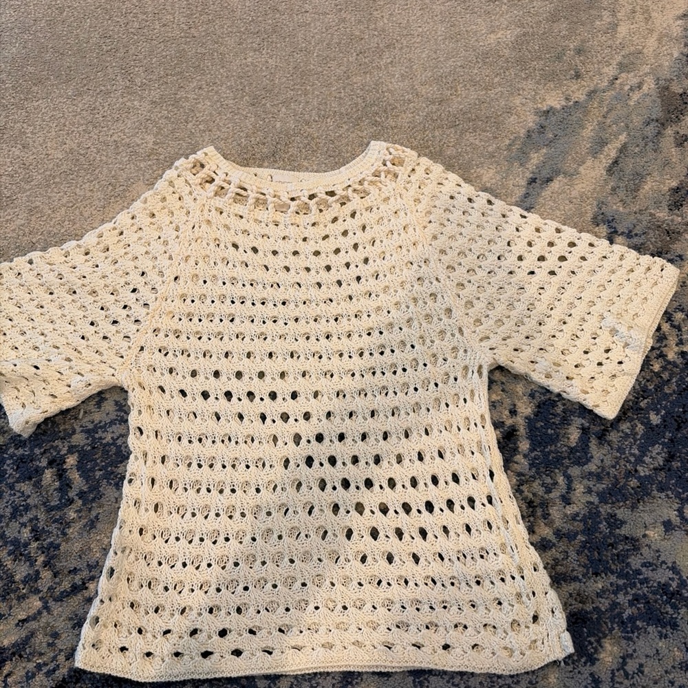 Chico's Ivory Crochet Knit Top